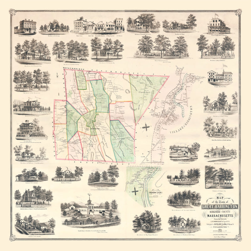 Size comparison using Vintage Map of Great Barrington, Massachusetts 1854