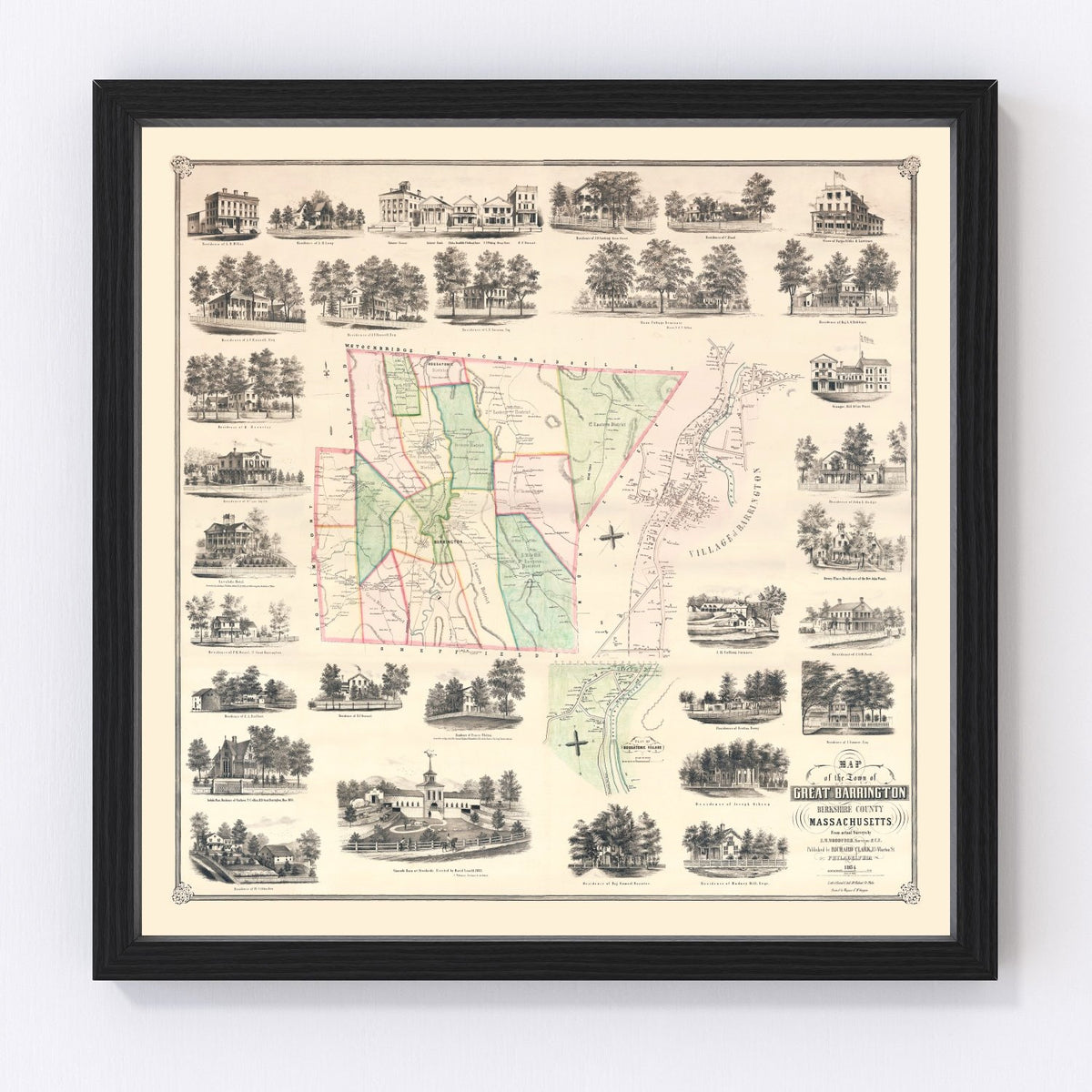 Great Barrington Vintage Map 1854