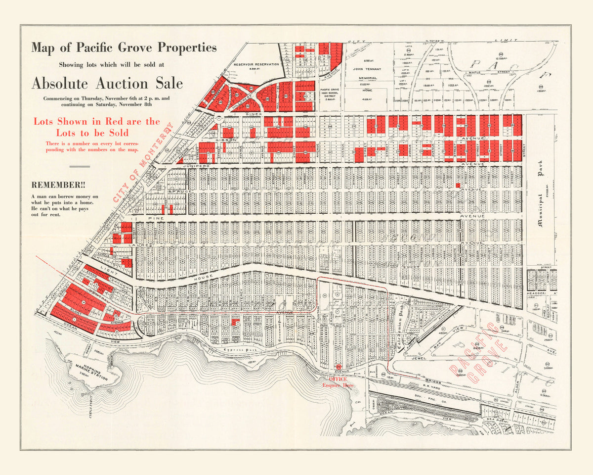 Preview of Vintage Map of Pacific Grove, California 1919