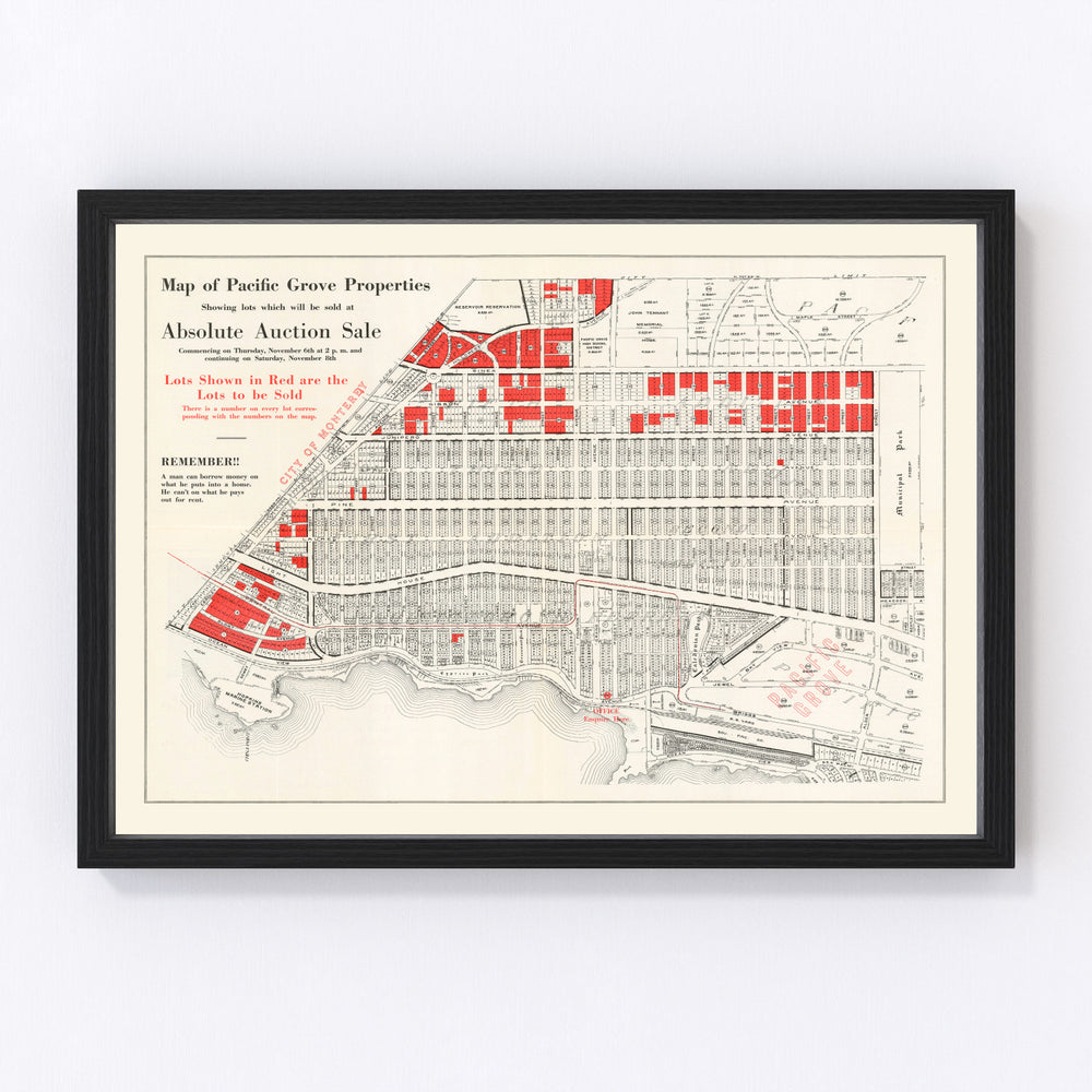 Pacific Grove Vintage Map 1919