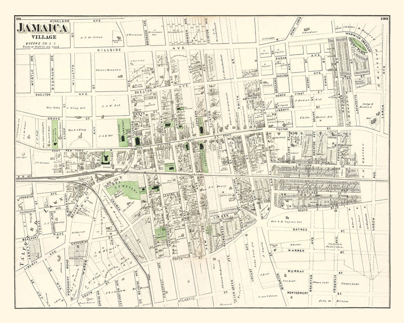 Size comparison using Vintage Map of Jamaica Queens, New York 1873