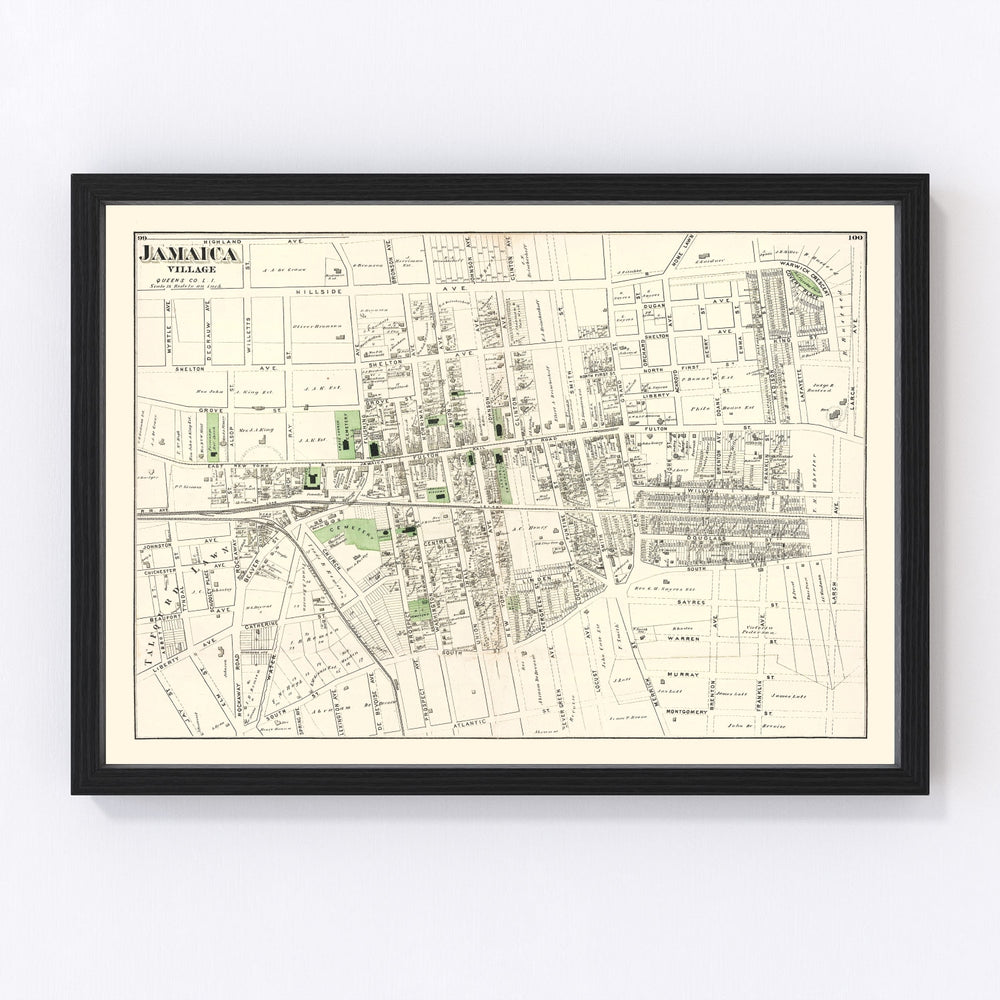 Jamaica Queens Vintage Map 1873