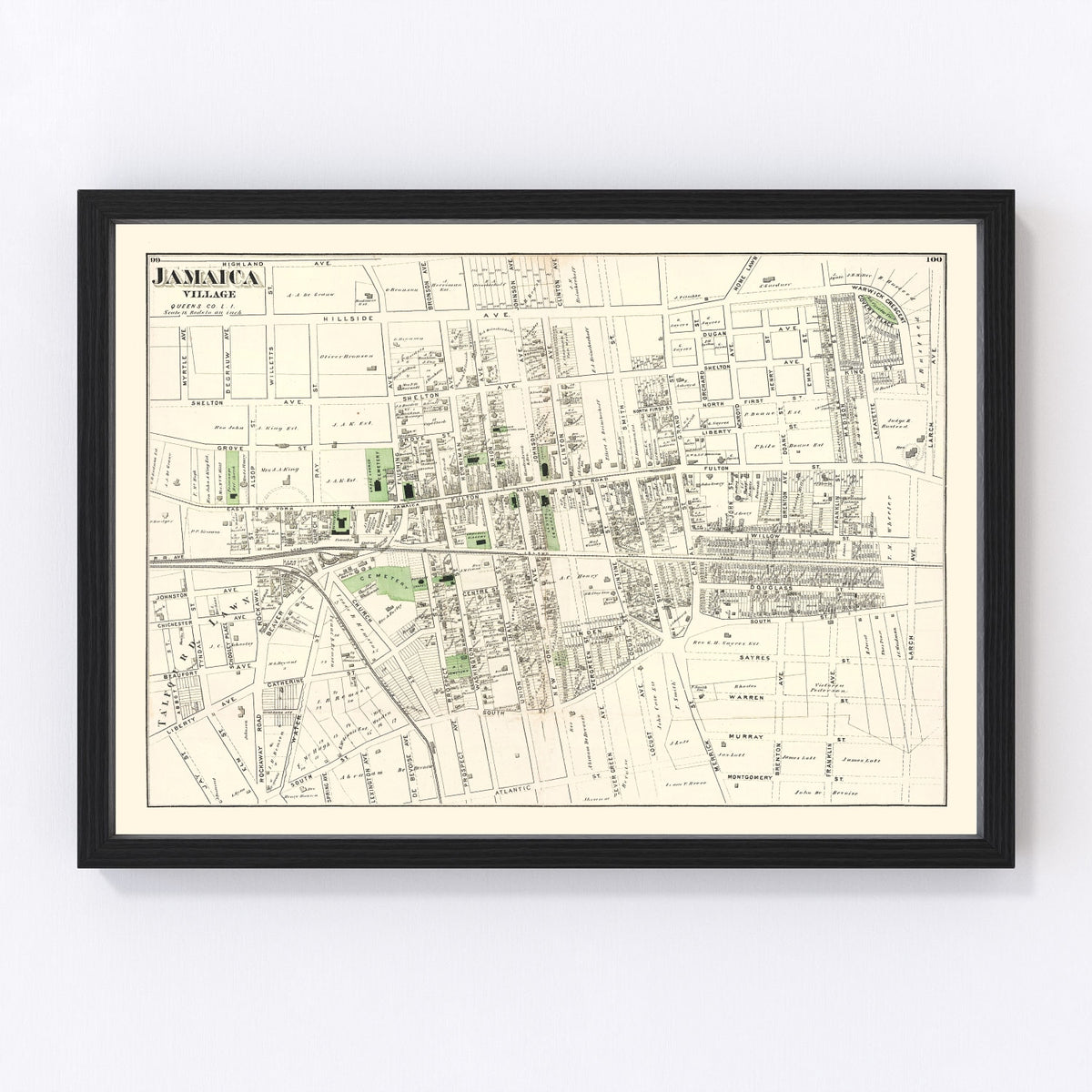 Jamaica Queens Vintage Map 1873