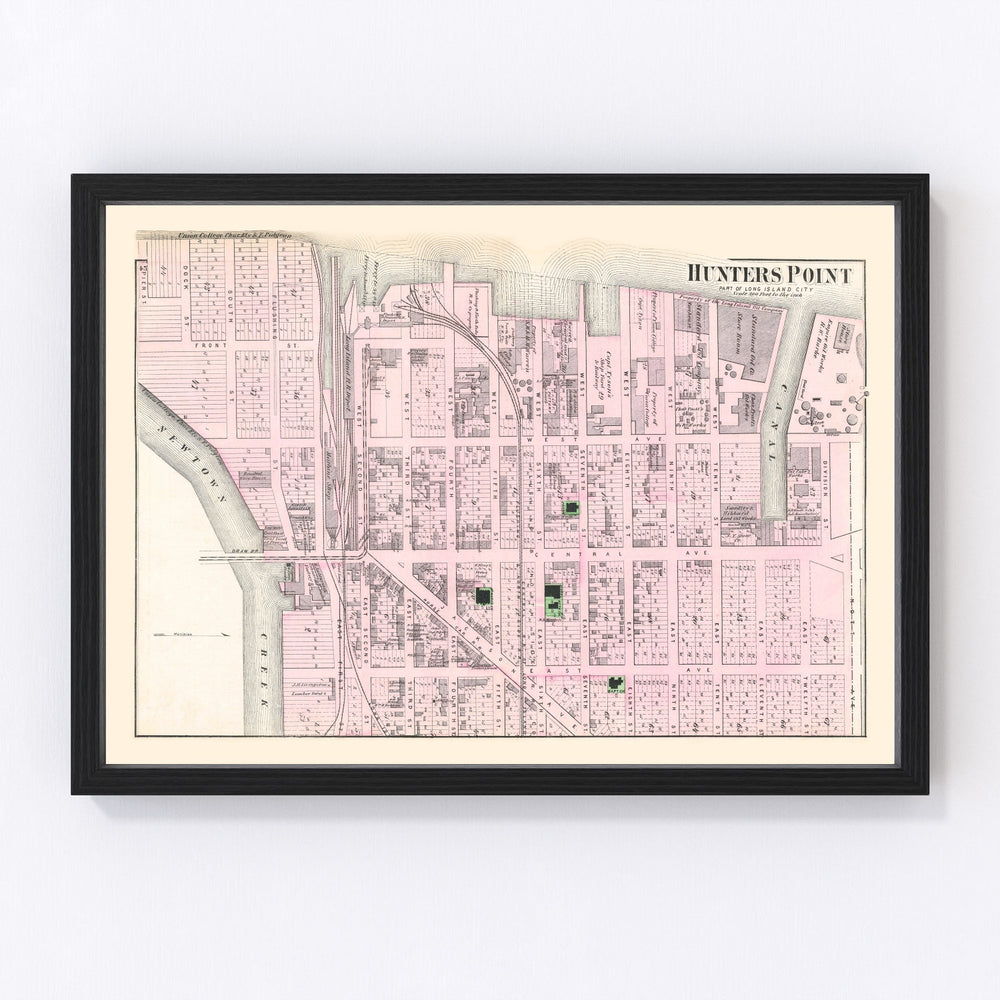Hunters Point Long Island Vintage Map 1873