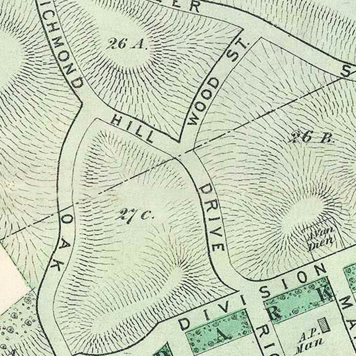 Restored historic details from the 1873 city map of Richmond Hill Queens, New York