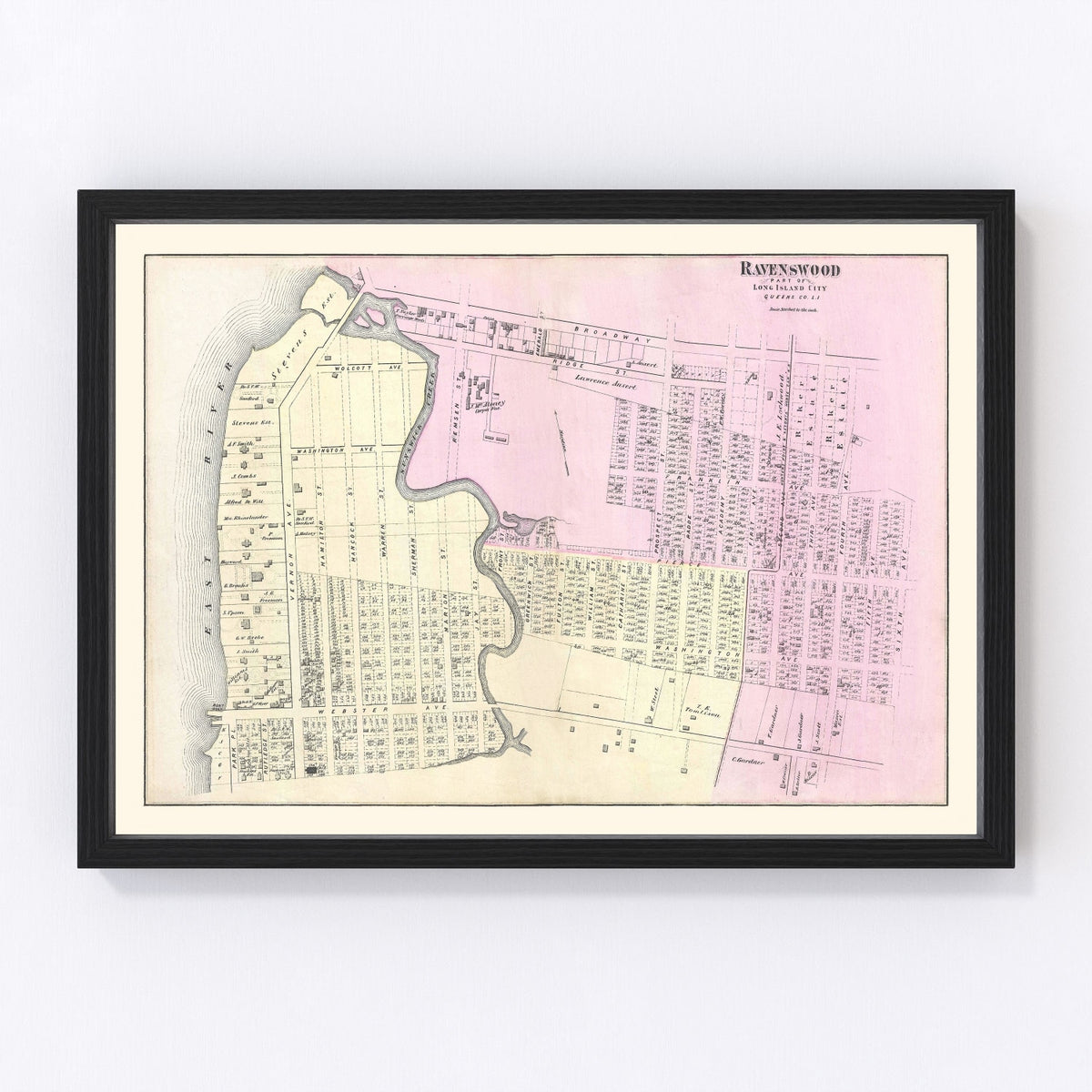 Ravenswood Long Island Vintage Map 1873