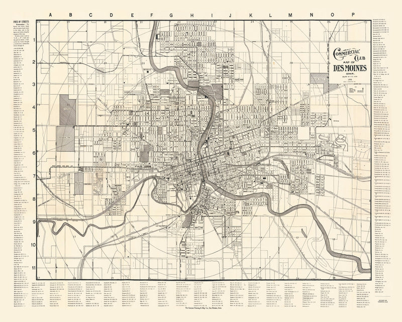Size comparison using Vintage Map of Des Moines, Iowa 1906