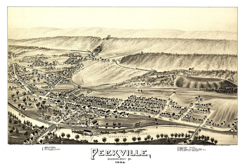 Size comparison using Vintage Map of Peckville, Pennsylvania 1892