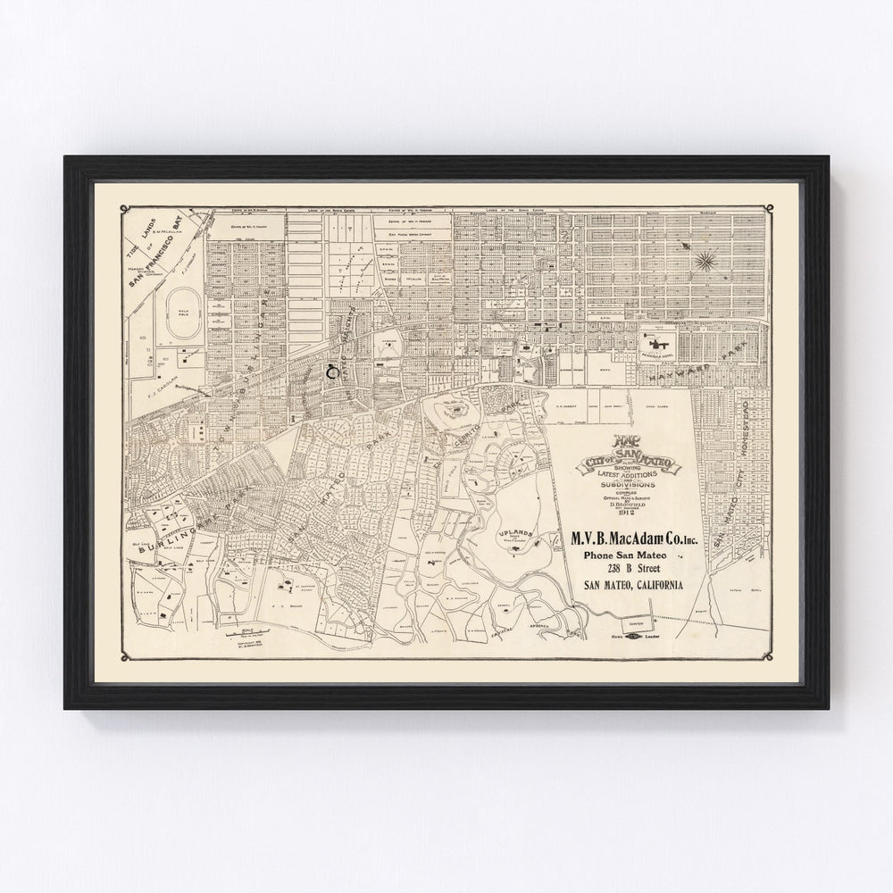 San Mateo Vintage Map 1912