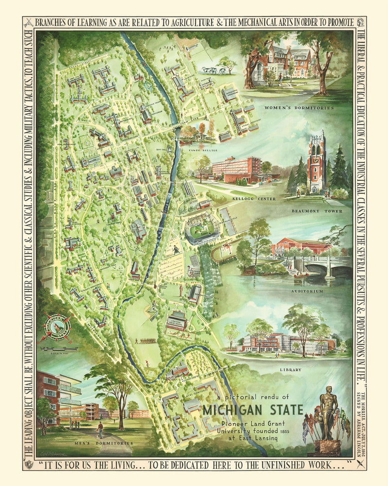 Size comparison using Vintage Map of Michigan State University, 1955