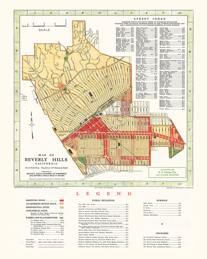 Size comparison using Vintage Map of Beverly Hills, California 1937