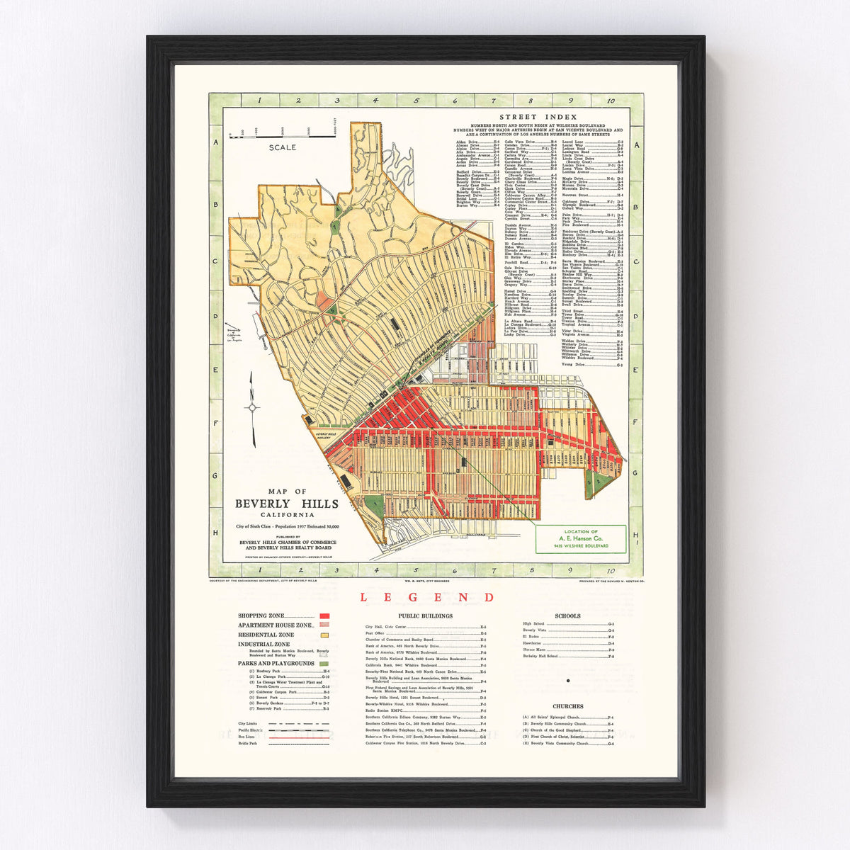 Beverly Hills Vintage Map 1937