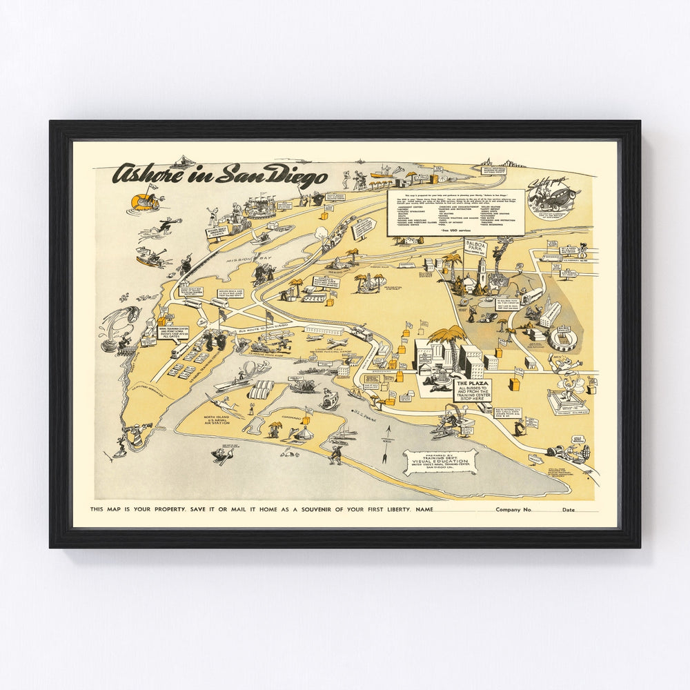 San Diego Vintage Map 1943