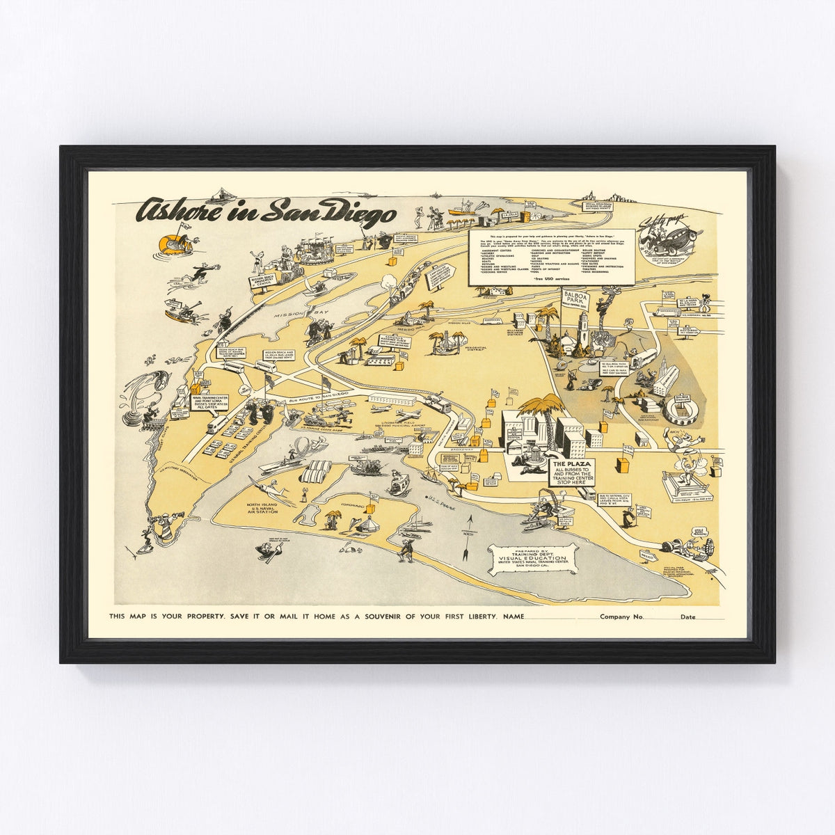 San Diego Vintage Map 1943