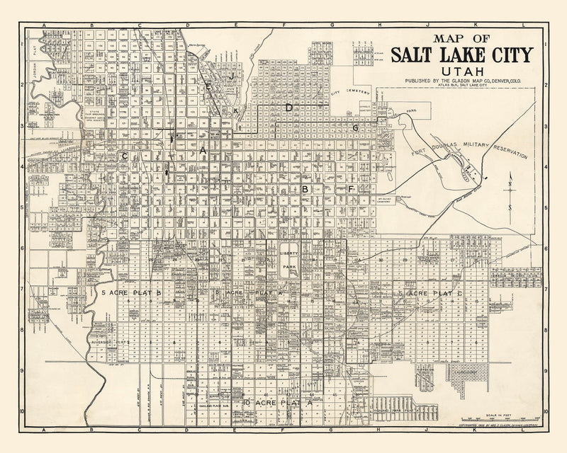 Size comparison using Vintage Map of Salt Lake City, Utah 1909