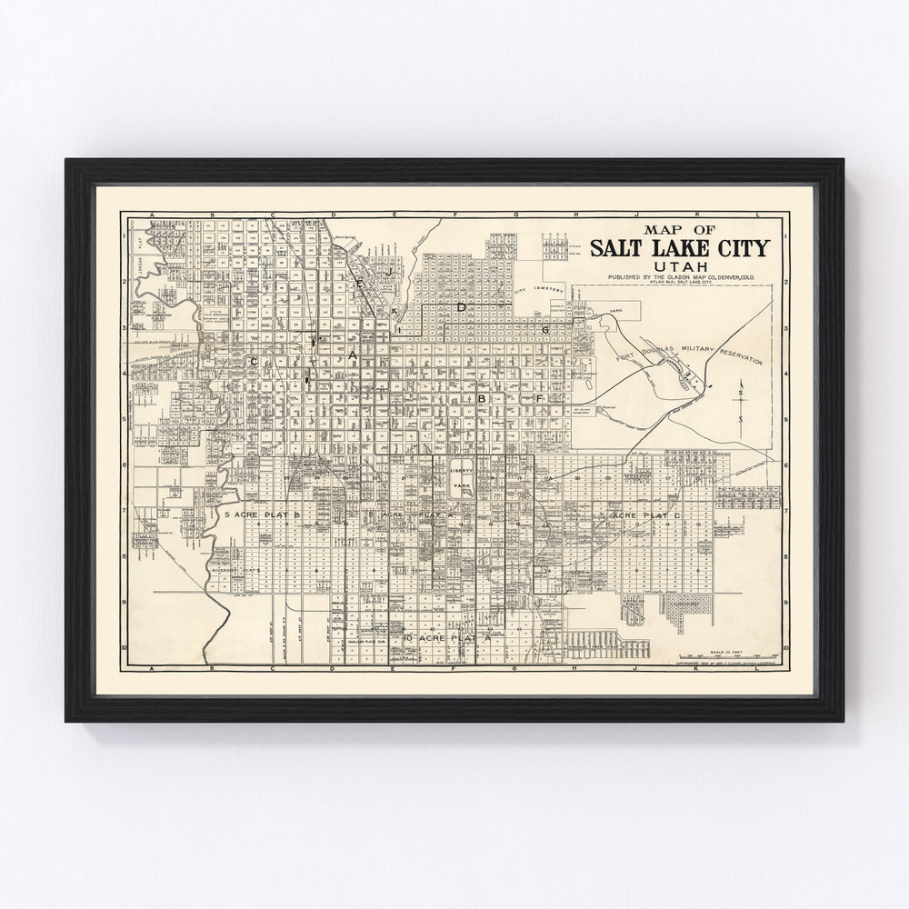 Salt Lake City Vintage Map 1909