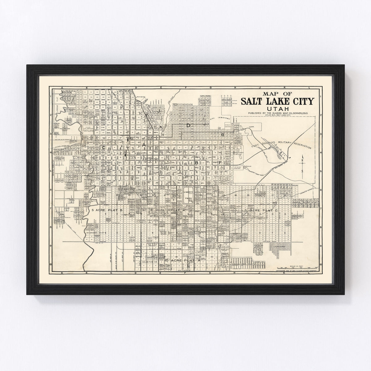 Salt Lake City Vintage Map 1909