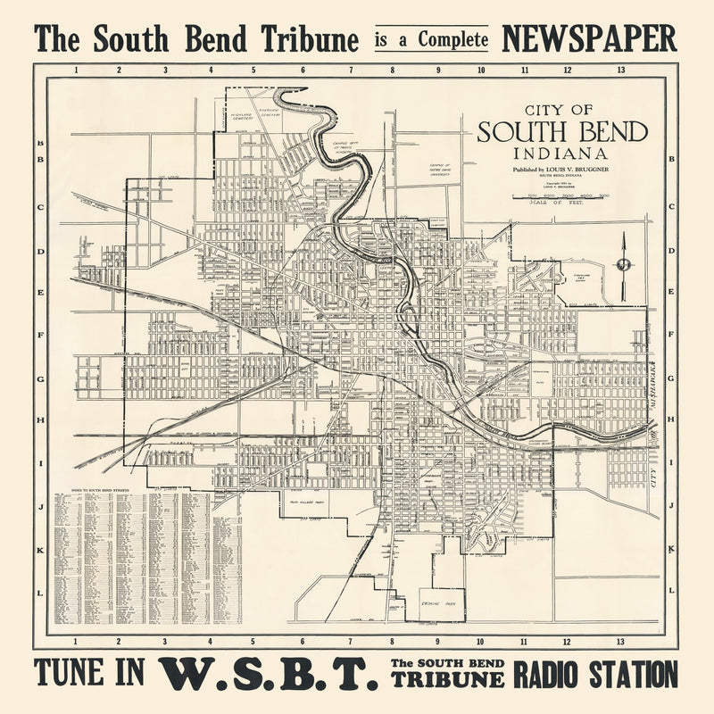 Size comparison using Vintage Map of South Bend, Indiana 1931