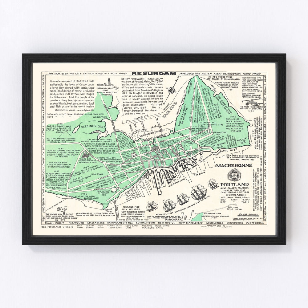 Portland Vintage Map 1932