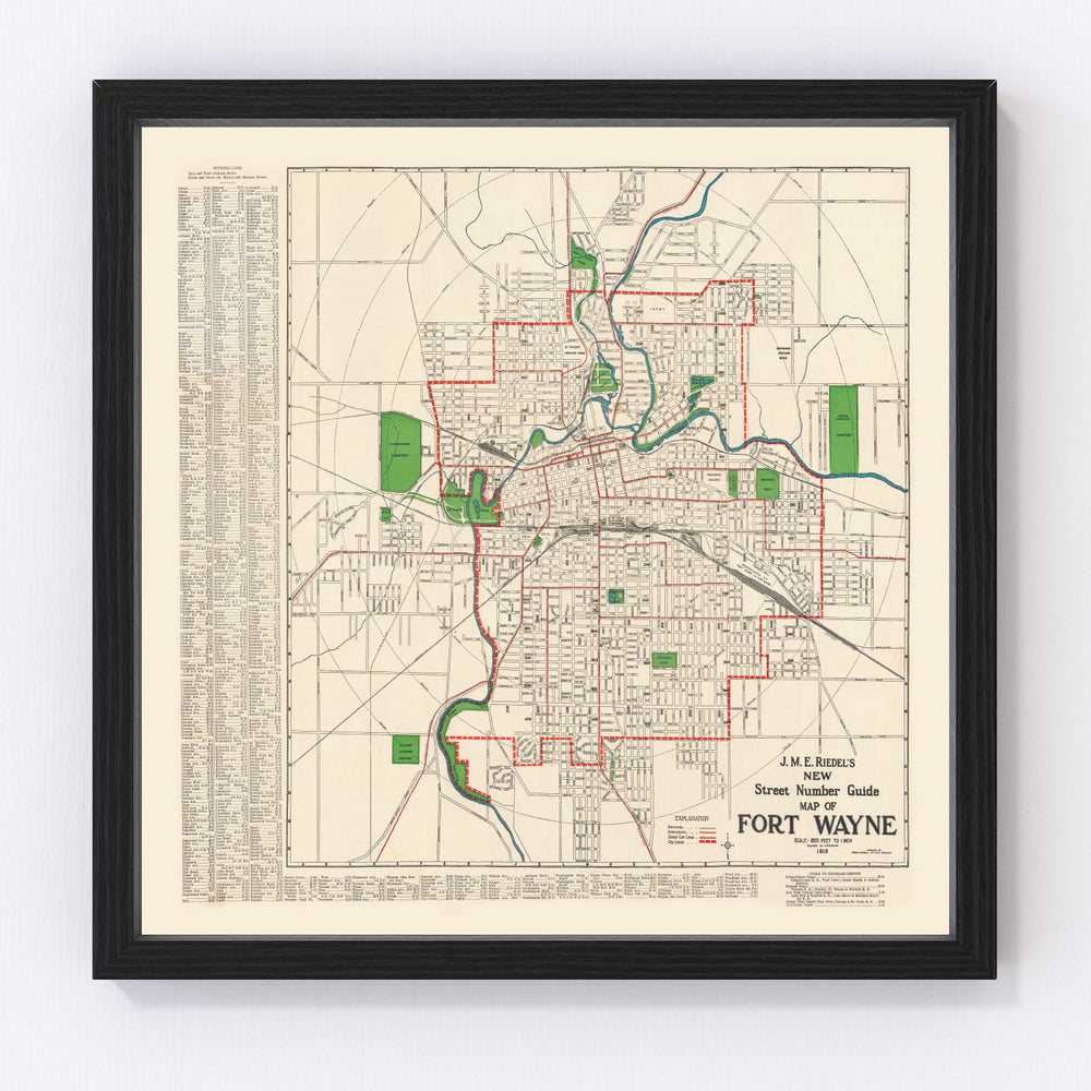 Fort Wayne Vintage Map 1919