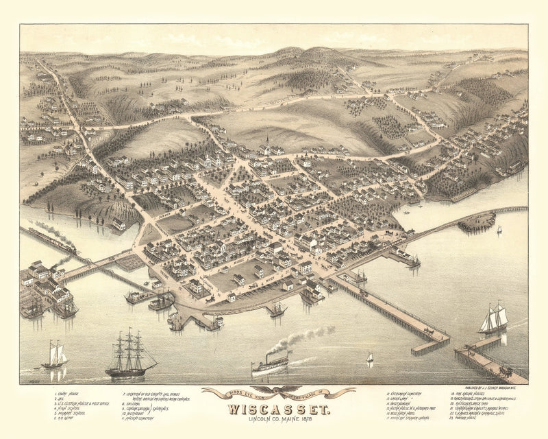 Size comparison using Vintage Map of Wicasset, Maine 1878