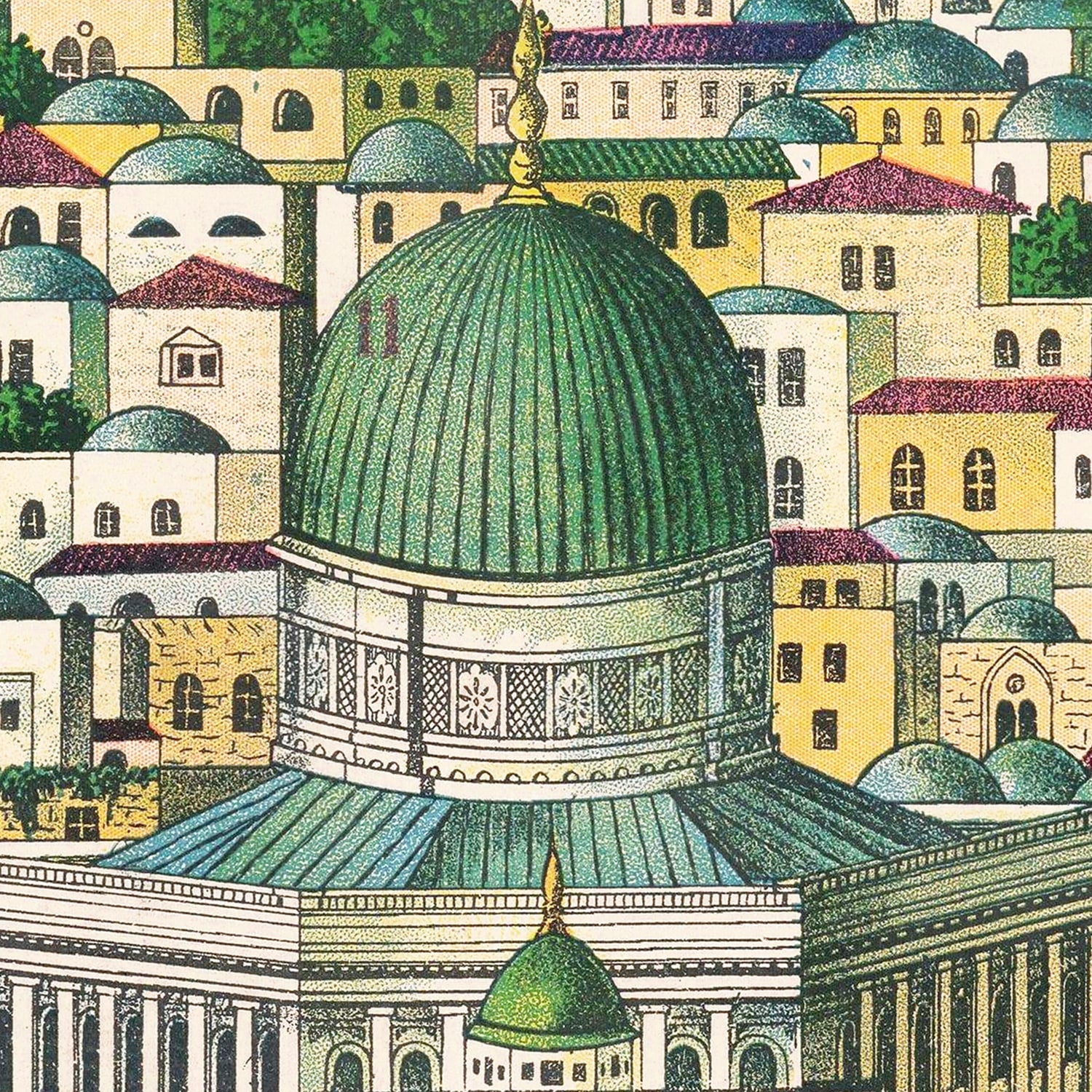 Restored historic details from the 1900 city map of Jerusalem