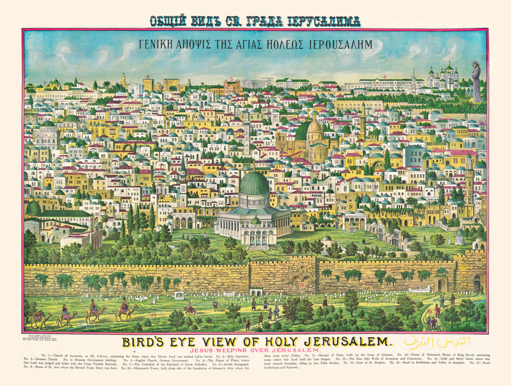 Vintage Map of Jerusalem,  1900 print style example