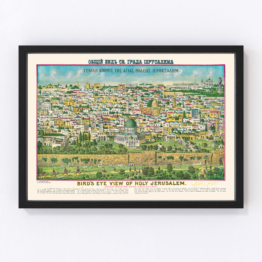 Vintage Map of Jerusalem,  1900