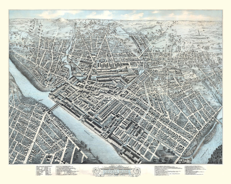 Size comparison using Vintage Map of Lowell, Massachusetts 1876