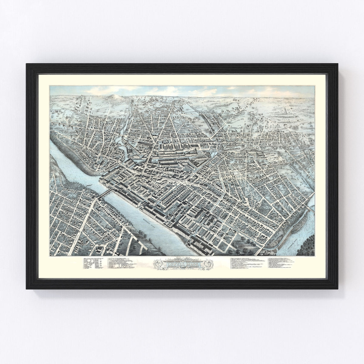 Lowell Vintage Map 1876