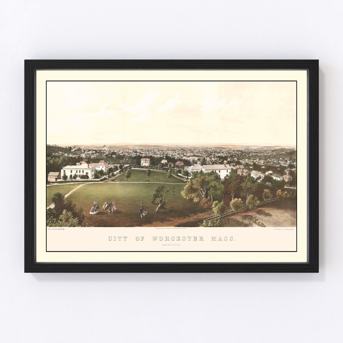 Worcester Vintage Map 1864
