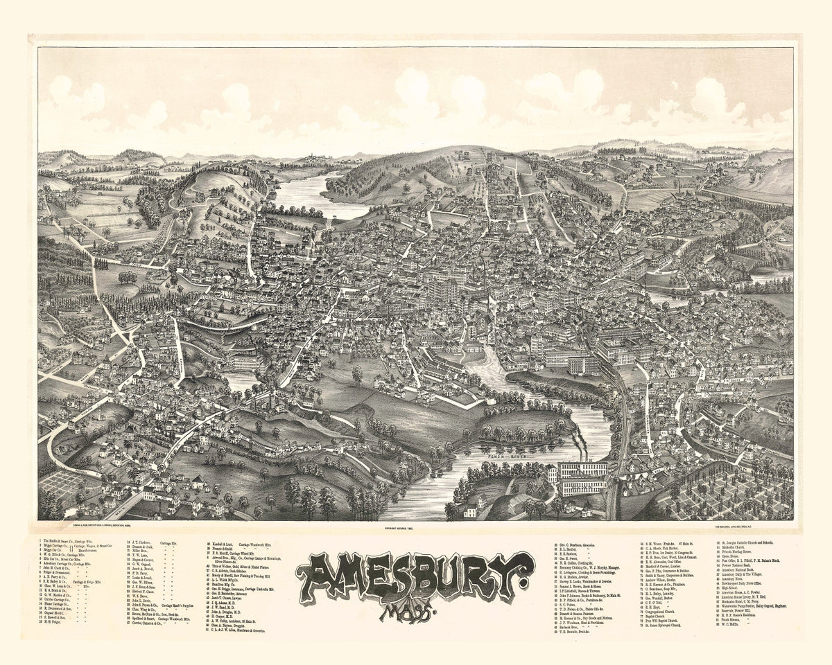 Preview of Vintage Map of Amesbury, Massachusetts 1890