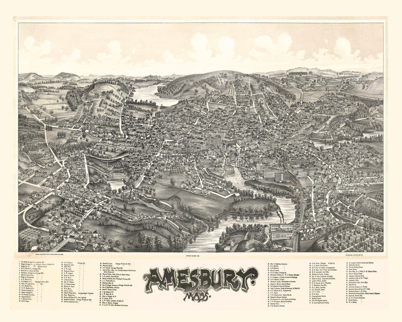 Size comparison using Vintage Map of Amesbury, Massachusetts 1890