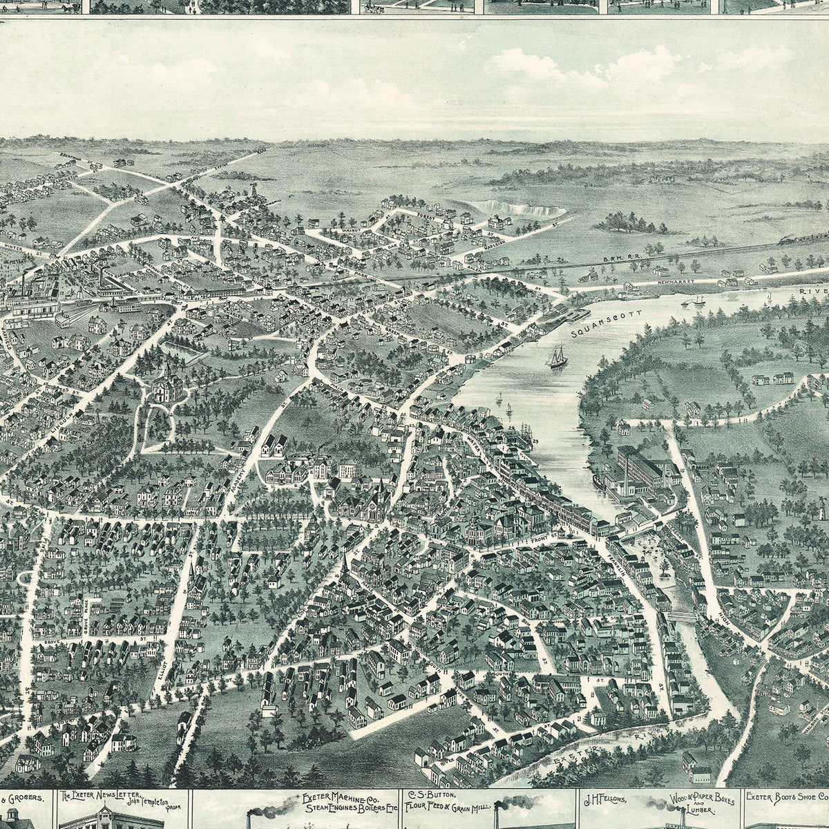 Restored historic details from the 1896 city map of Exeter, New Hampshire