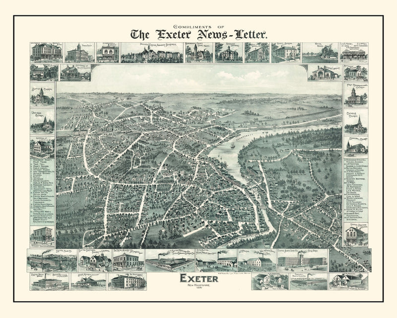 Size comparison using Vintage Map of Exeter, New Hampshire 1896