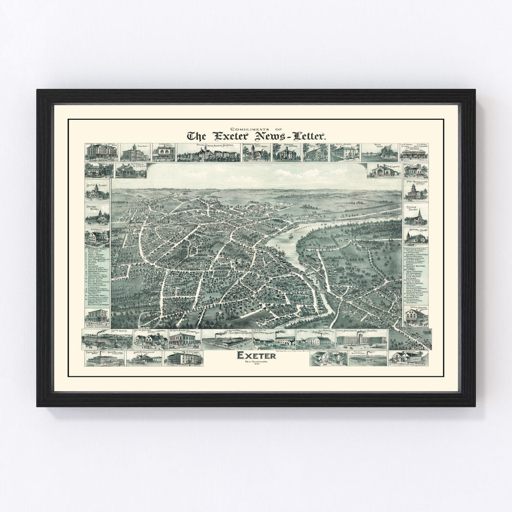 Exeter Vintage Map 1896