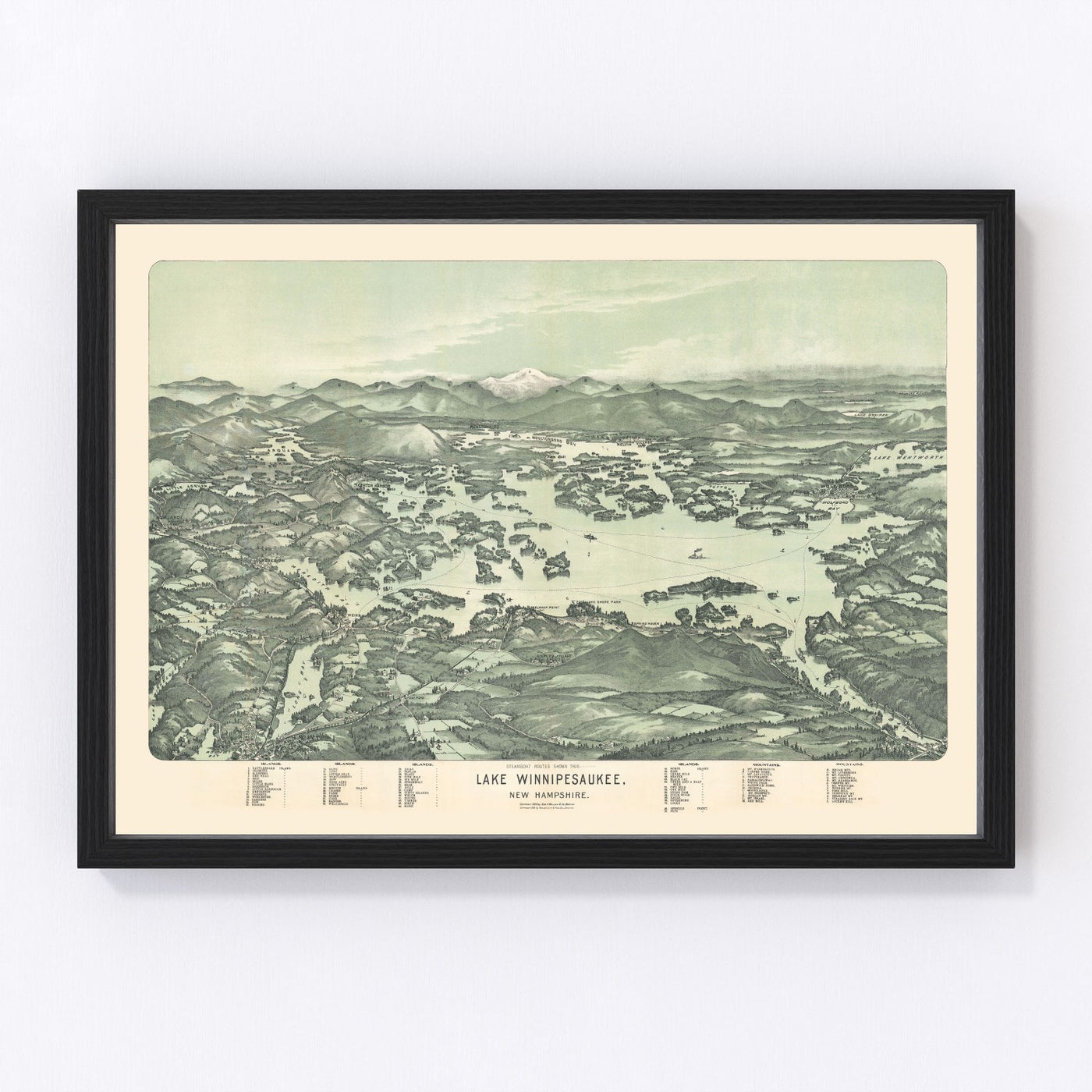 Lake Winnipesaukee Vintage Map 1909