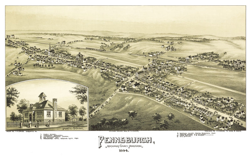 Size comparison using Vintage Map of Pennsburgh, Pennsylvania 1894