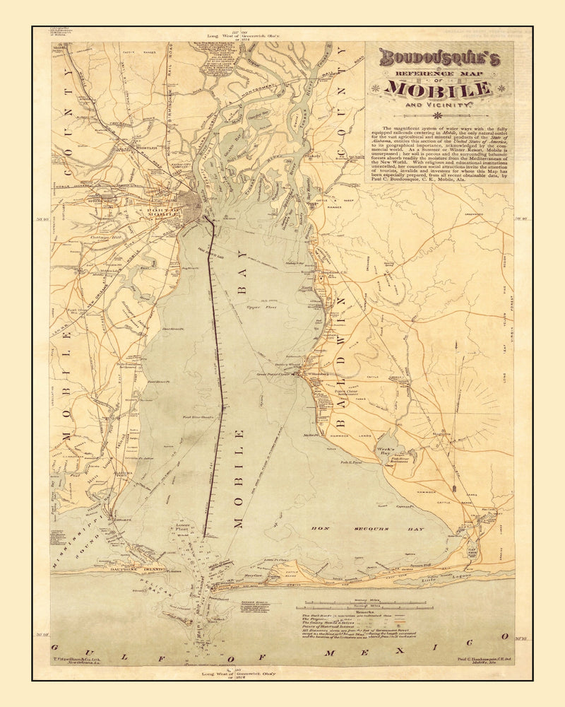 Size comparison using Vintage Map of Mobile, Alabama 1889