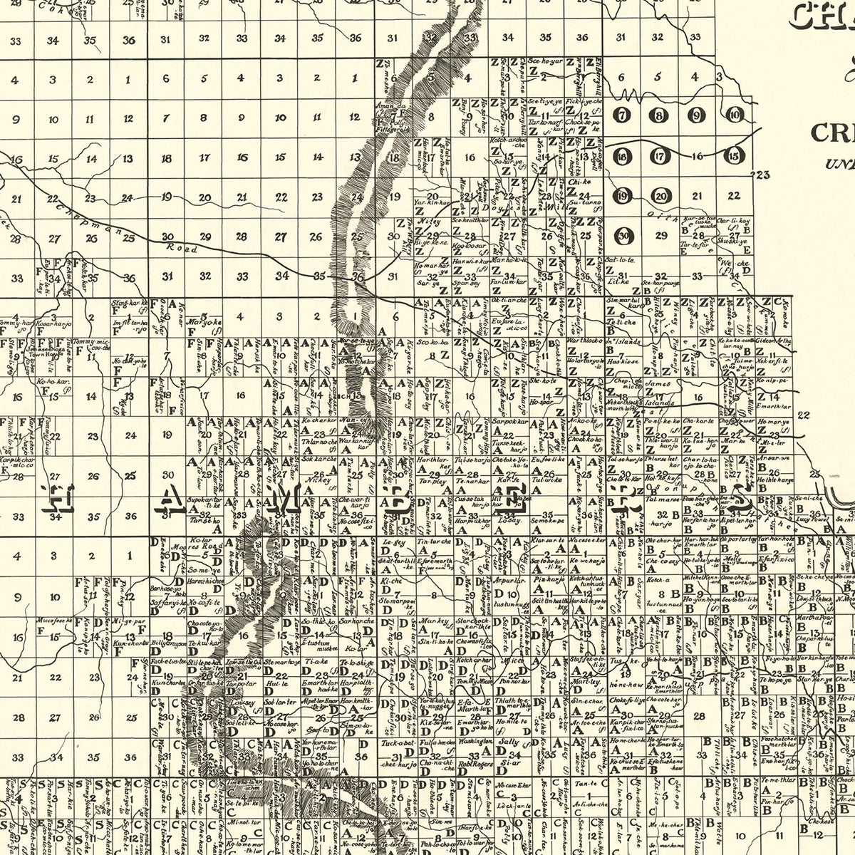 Restored historic details from the 1974 county map of Chambers County, Alabama