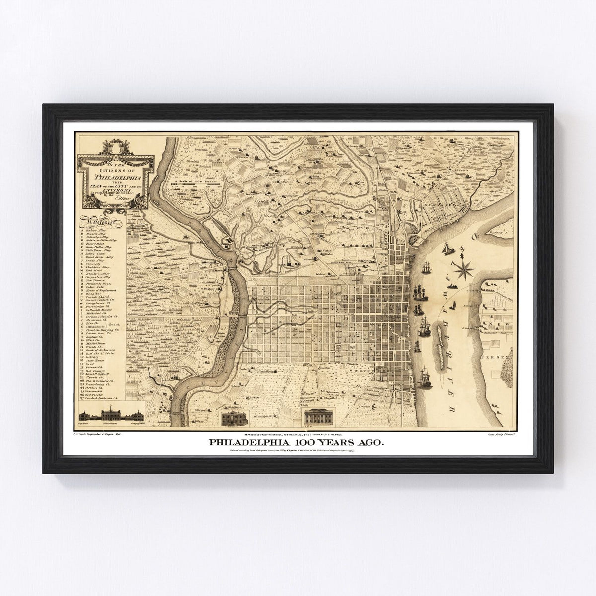 Philadelphia Vintage Map 1875