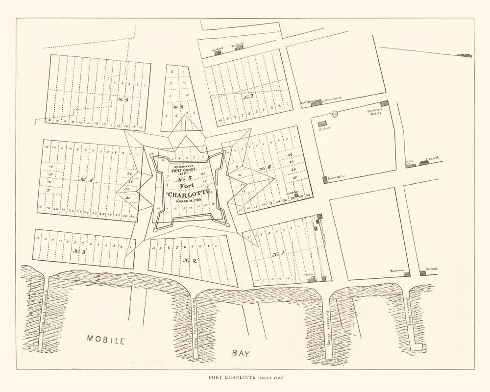 Vintage Map of Fort Charlotte, 1880 print style example