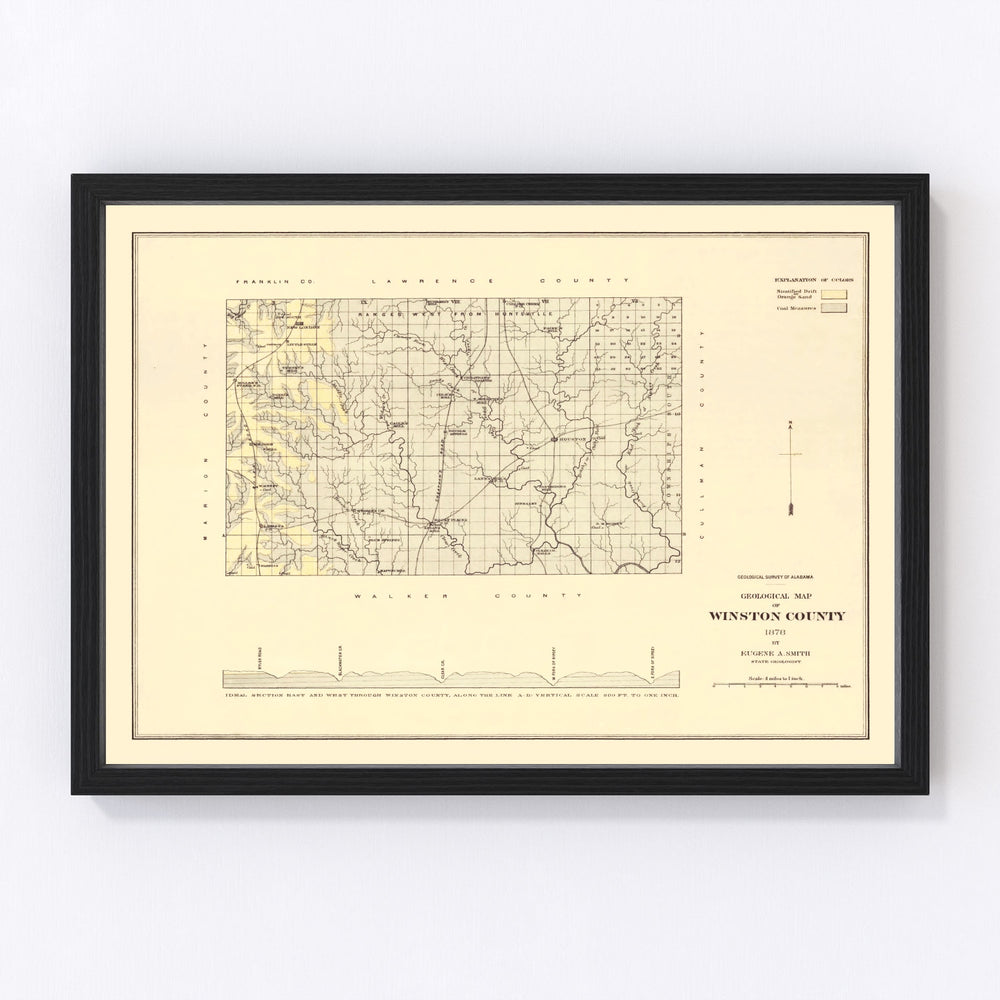 Winston County Vintage Map 1878