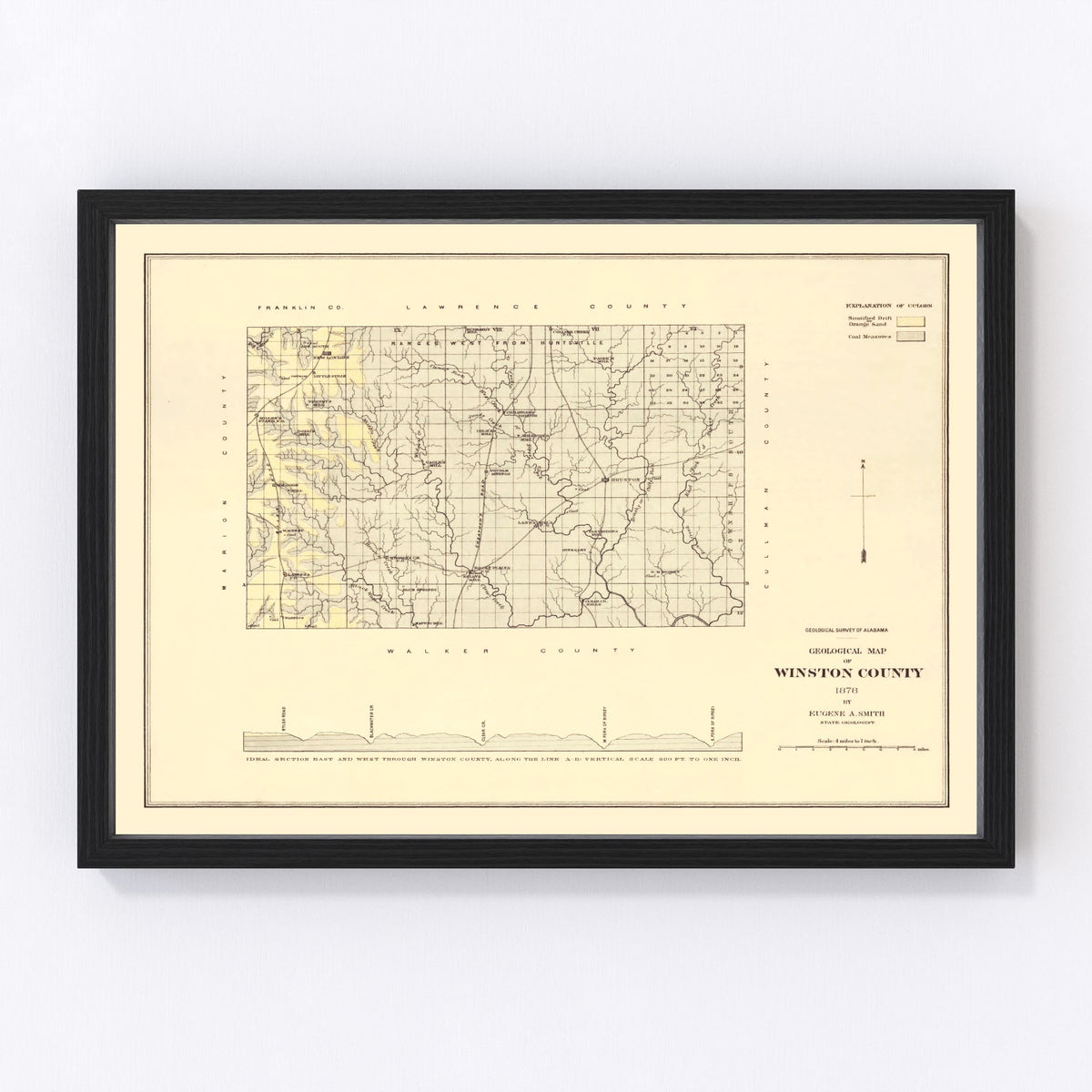 Winston County Vintage Map 1878