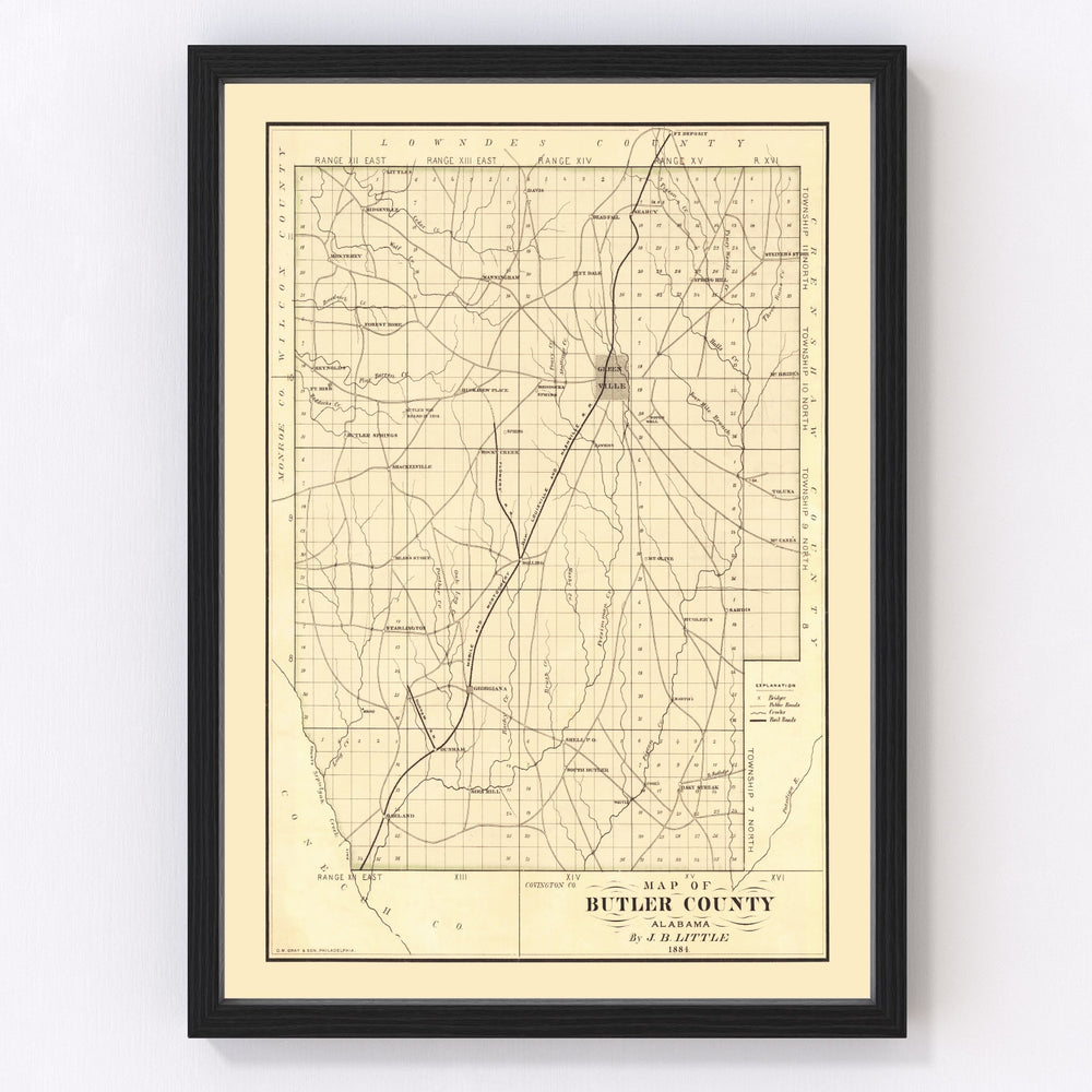 Butler County Vintage Map 1884