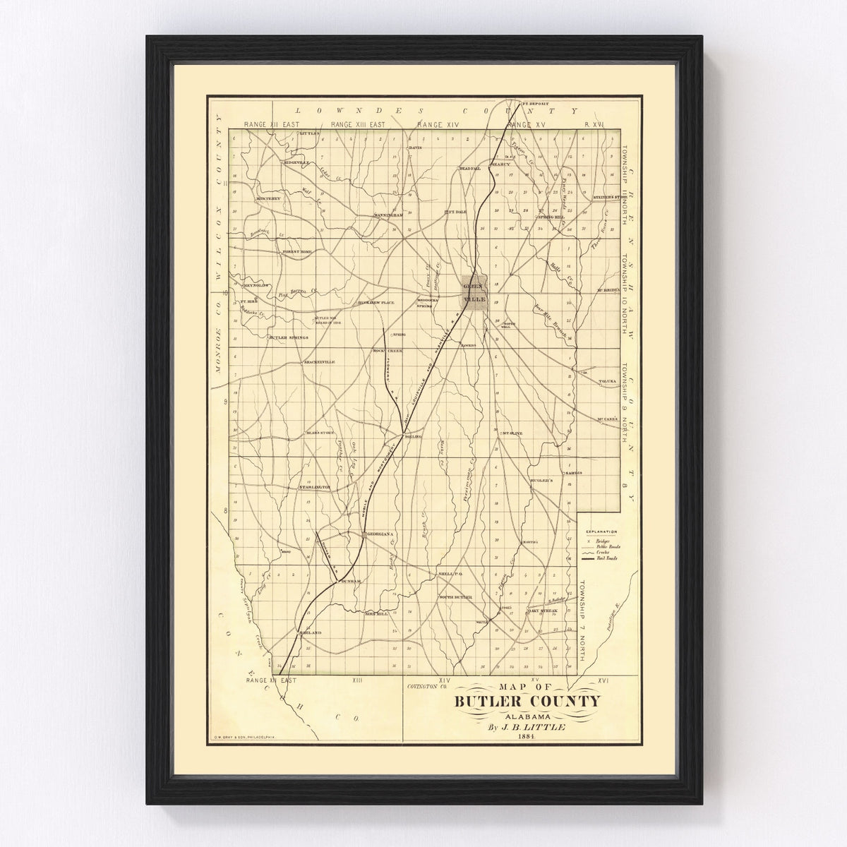 Butler County Vintage Map 1884