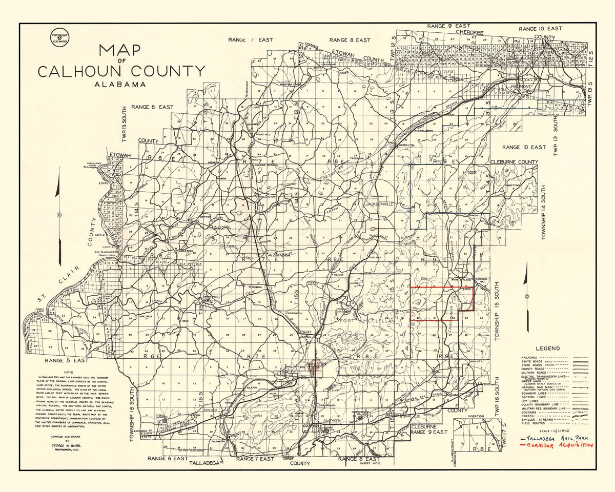 Preview of Vintage Map of Calhoun County, Alabama 1930