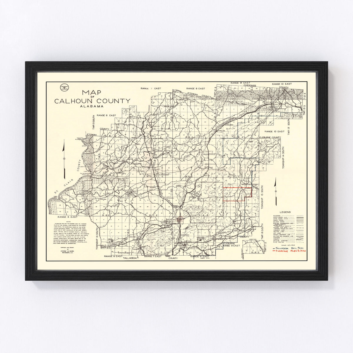 Calhoun County Vintage Map 1930