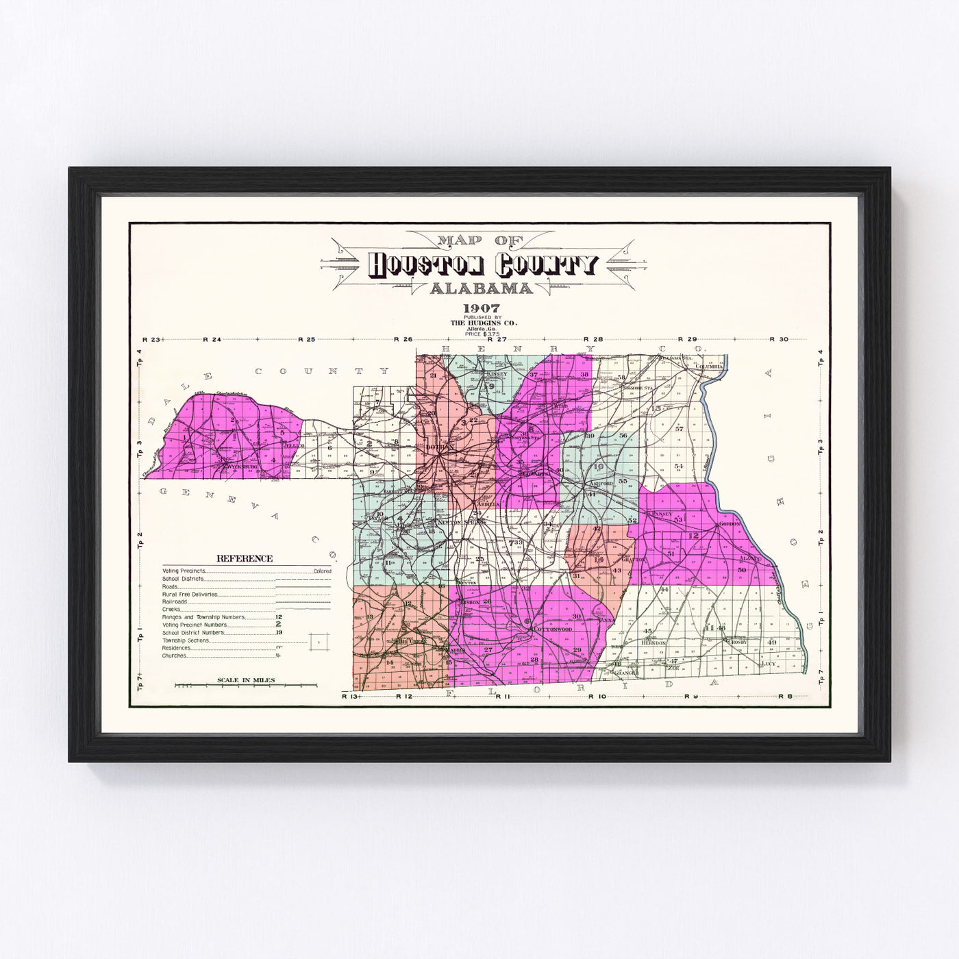 Houston County Vintage Map 1907