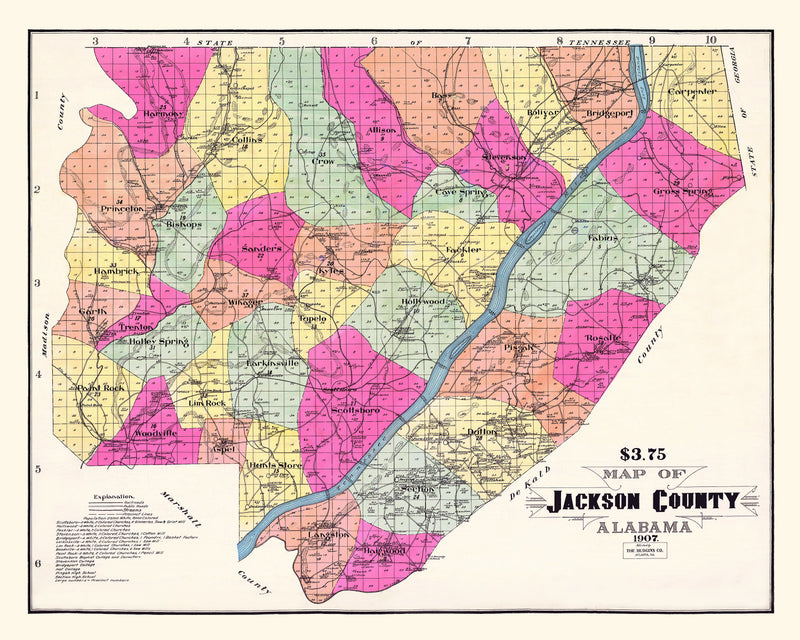 Size comparison using Vintage Map of Jackson County, Alabama 1907